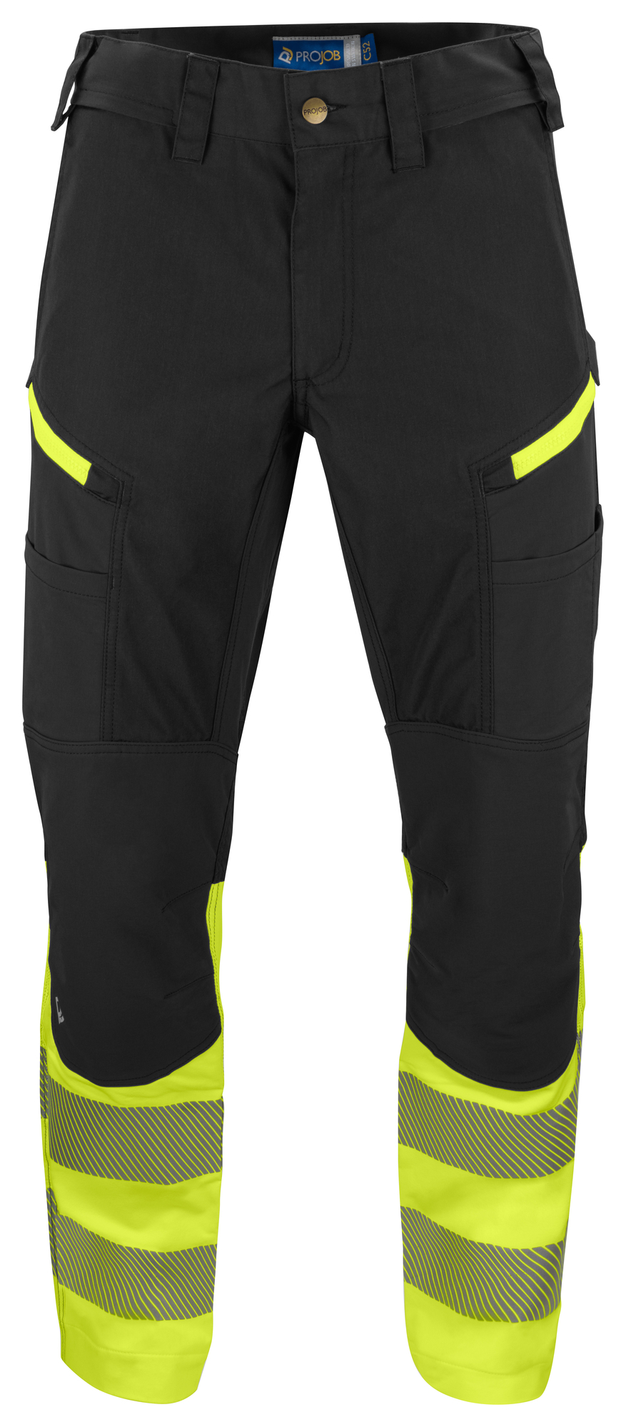 Pantalon publicitaire haute visibilité STRETCH polycoton Jaune / Noir